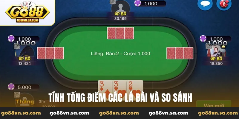 Tính tổng điểm các lá bài và so sánh